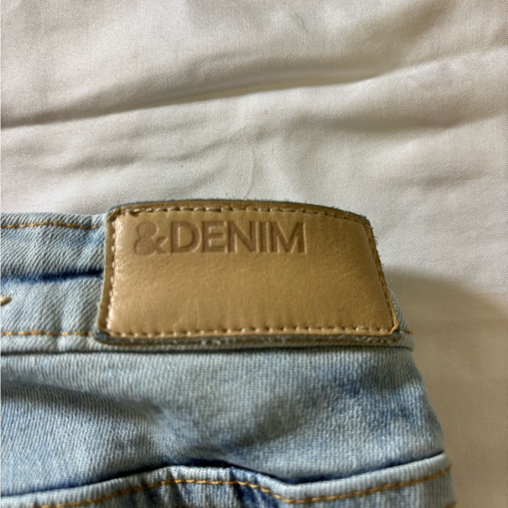 &Denim Skinny Low Waist Jeans Mens 34x32 Distressed Light Wash - Picture 3 of 13
